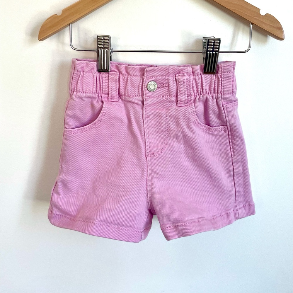 5/$20💥Lilac Denim Paper Bag Waist Shorts, Easy No Fly & Snap, Like New
